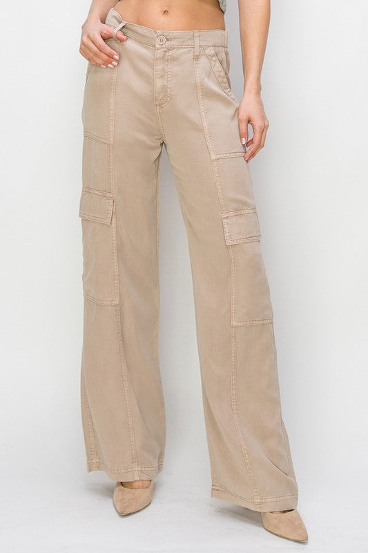 Risen Jeans Women's Pants Risen Jeans Tencel Wide Leg Cargo Pants || David's Clothing