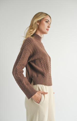 SADIE AND SAGE Women's Sweaters Sadie And Sage Liss Turtleneck Sweater Brown || David's Clothing