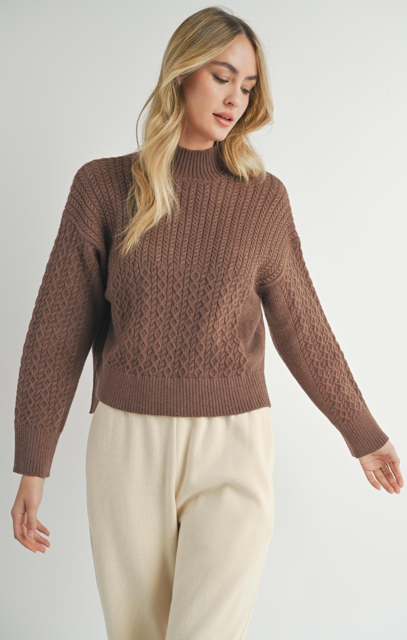 SADIE AND SAGE Women's Sweaters Sadie And Sage Liss Turtleneck Sweater Brown || David's Clothing