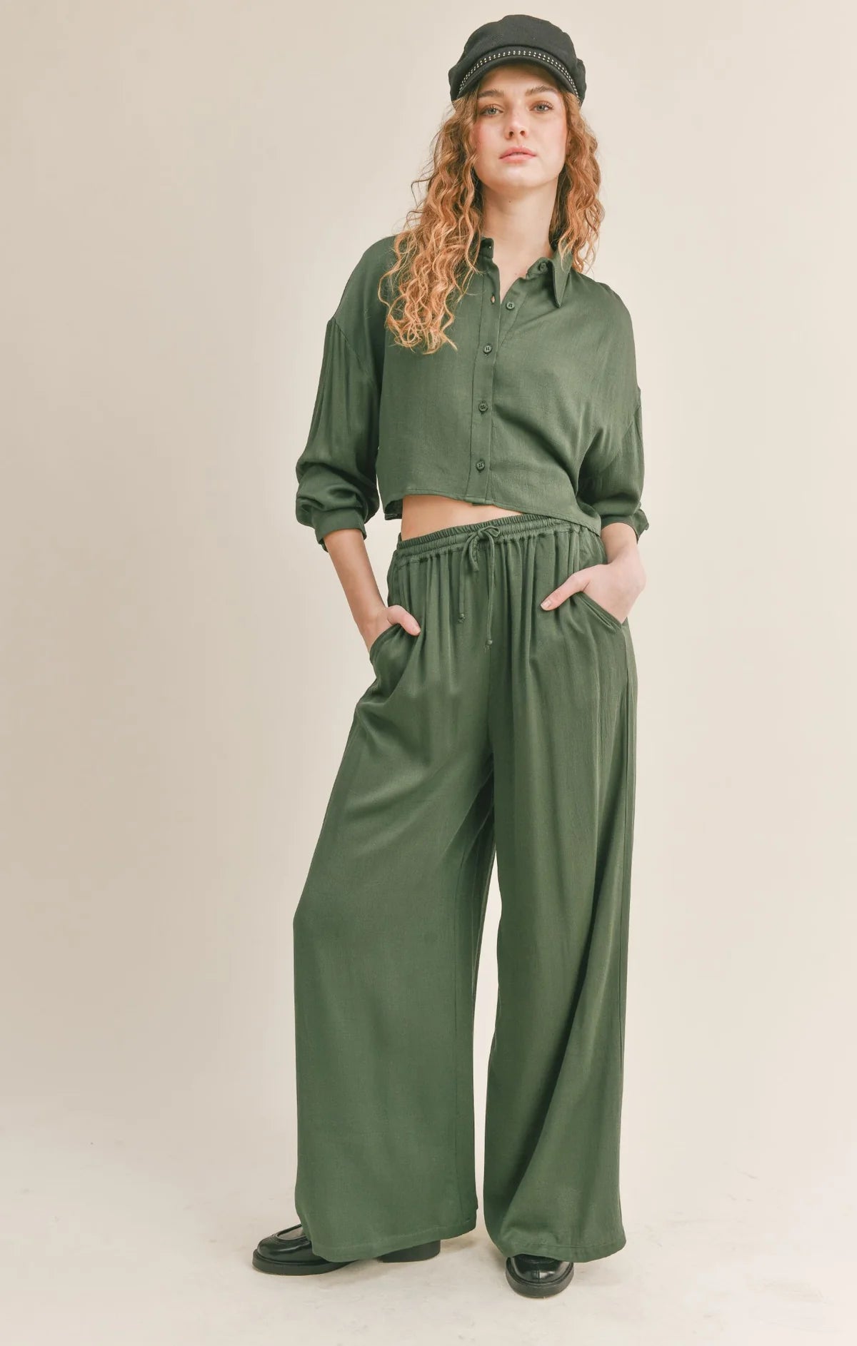 Rory Linen Pant in Sage green