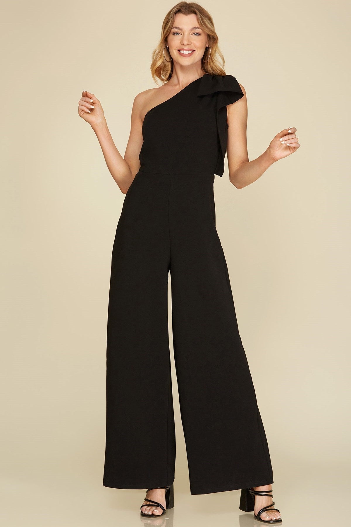 One Shoulder Heavy Knit Jumpsuit || David's Clothing