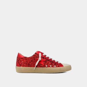 SHU SHOP Women's Shoes Shu Shop Paula Red Glitter Star Sneaker || David's Clothing