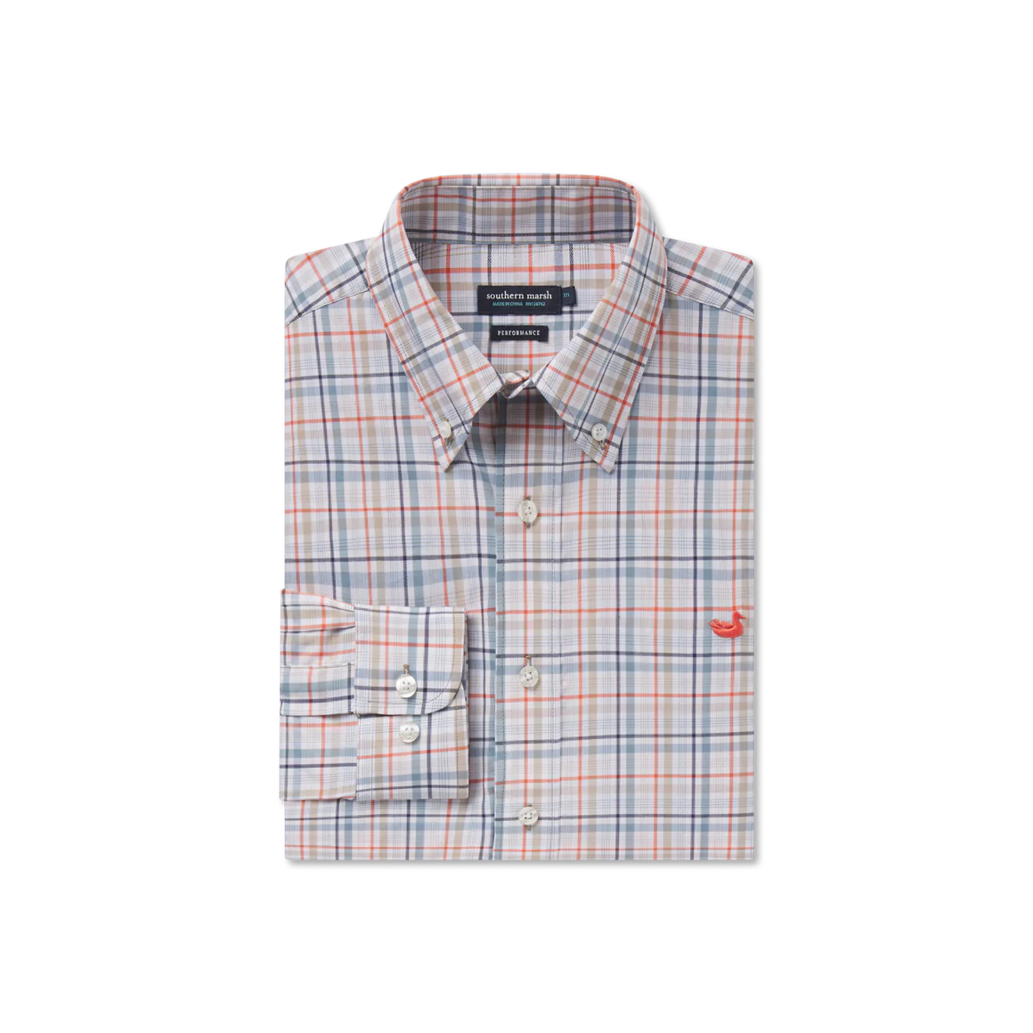 SOUTHERN MARSH COLLECTION Men's Sport Shirt Southern Marsh Van Buren Performance Grid Dress Shirt || David's Clothing