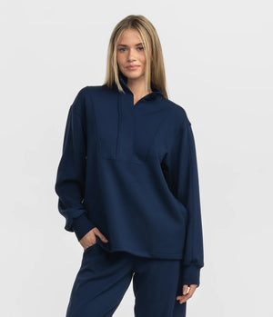 SOUTHERN SHIRT CO. Women's Top CLASSIC NAVY / XS Southern shirt AstroKnit Performance Qtr Zip - Classic Navy || David's Clothing 2V033-1196