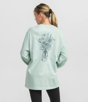 SOUTHERN SHIRT CO. Women's Top Southern Shirt Fall Bloom Tee LS - Cool Mint || David's Clothing