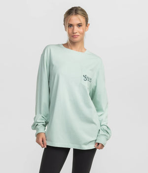 SOUTHERN SHIRT CO. Women's Top Southern Shirt Fall Bloom Tee LS - Cool Mint || David's Clothing