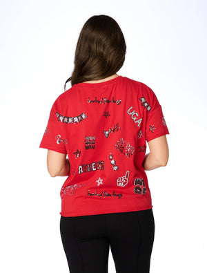 STEWART SIMMONS Men's Tees Stewart Simmons The UGA Sequin Spirit Tee || David's Clothing