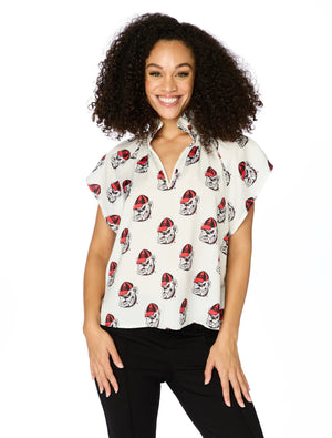 STEWART SIMMONS Women's Top Stewart Simmons The Georgia Bulldogs Poly Blouse || David's Clothing