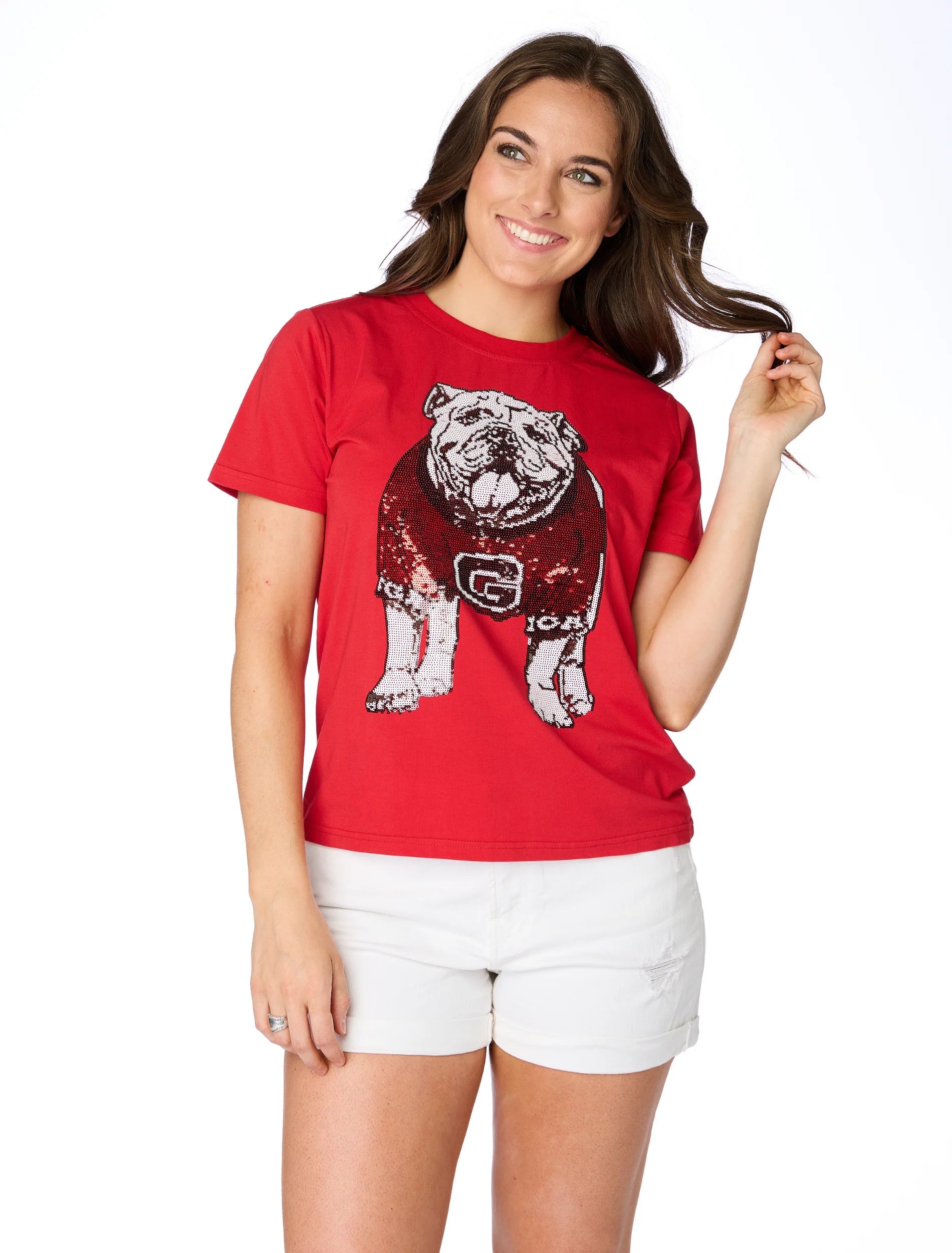 STEWART SIMMONS Women's Top Stewart Simmons The UGA OG Sequin Shirt || David's Clothing