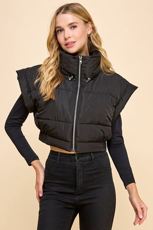 TCEC Women's Top Elastic Waistband Cropped Puffer Vest || David's Clothing 