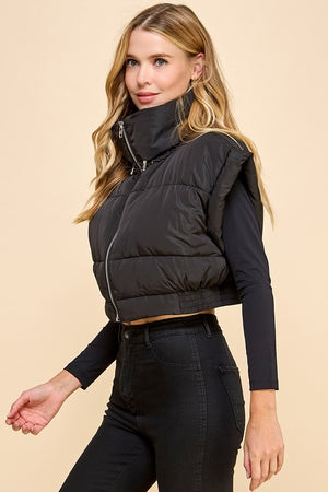 TCEC Women's Top Elastic Waistband Cropped Puffer Vest || David's Clothing 