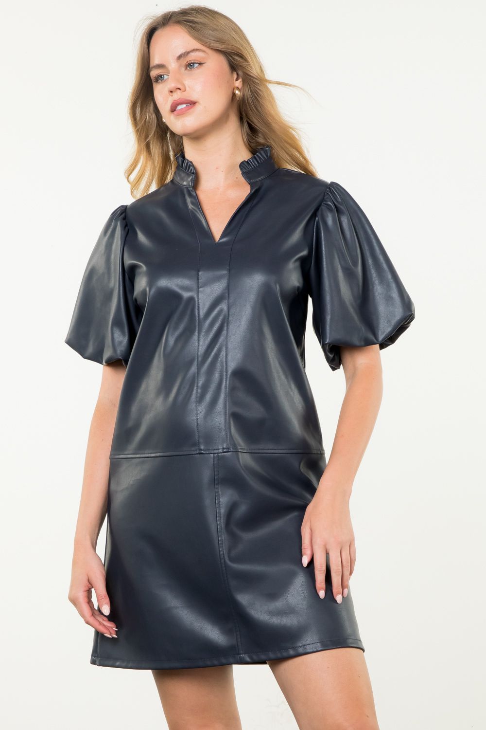 THML Women's Dresses Puff Sleeve Leather Dress || David's Clothing