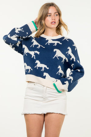 THML Women's Sweaters Knit Horse Sweater || David's Clothing