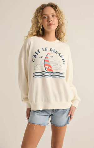 Z SUPPLY Women's Sweaters Z Supply Le Paradis Sunday Sweatshirt || David's Clothing