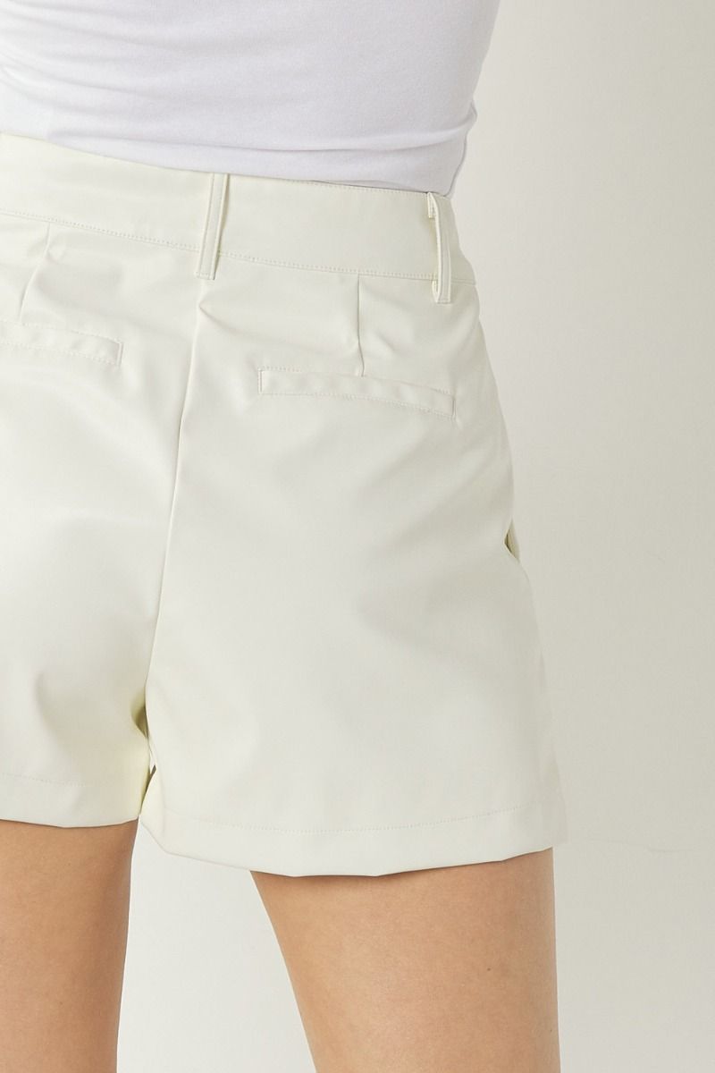 White leather 2025 high waisted shorts