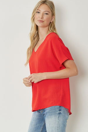 ENTRO INC Women's Top Entro V Neck Basic Top || David's Clothing